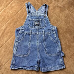 Vintage 90s Beluga Original Denim Shortalls Baby 24 Months Overalls Snap READ